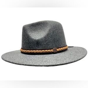 Frye Braided Crown Heather Grey Felt Fedora Hat